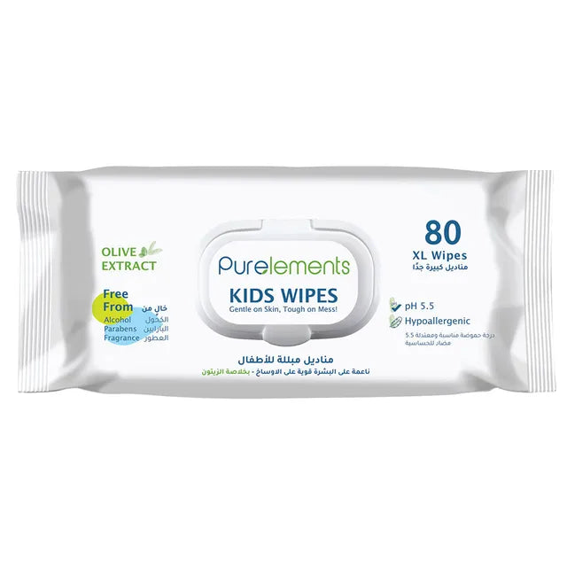 Purelements Olive Oil Kids Wipes XL - 80pcs